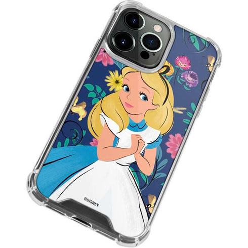 Disney Alice in Wonderland (animated) Floral Print iPhone 14 Pro Clear Case
